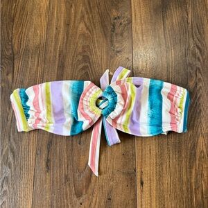 Sandflower Women’s Bandeau Bikini Top Watercolor Striped Size Medium